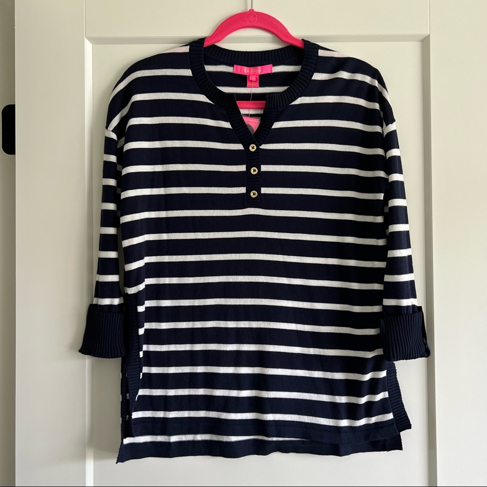 NWT Lilly Pulitzer Faraway Sweater True Navy Moonlight Stripe Size XXS